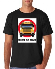 SCHOOL BUS DRIVER UNISEX COTTON WHITE OR BLACK T-SHIRT SHORT SLEEVE ADULT SIZE M