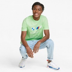 Puma Mens BMW Motorsport ESSENTIAL LOGO TEE Paradise Green, Small