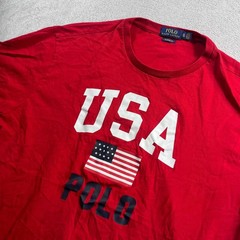 Polo Ralph Lauren Mens XL Red USA American Flag Graphic T-Shirt Classic Fit