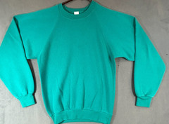 Vintage 1980’s Teal Blank Long Sleeve Crewneck Sweatshirt Made in USA Small