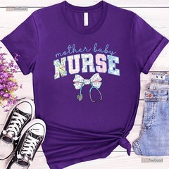 Mother Baby Nurse Team Shirt, Coquette Blue Stethoscope Bow Doctor T-Shirt