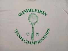 Vtg Wimbledon Tennis Championships T Shirt White Green Racket Large 21.5×28.5