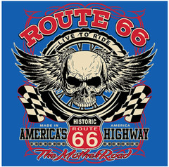 BIKER T-SHIRT-ROUTE 66-LIVE TO RIDE-AMERICA’S HIGHWAY