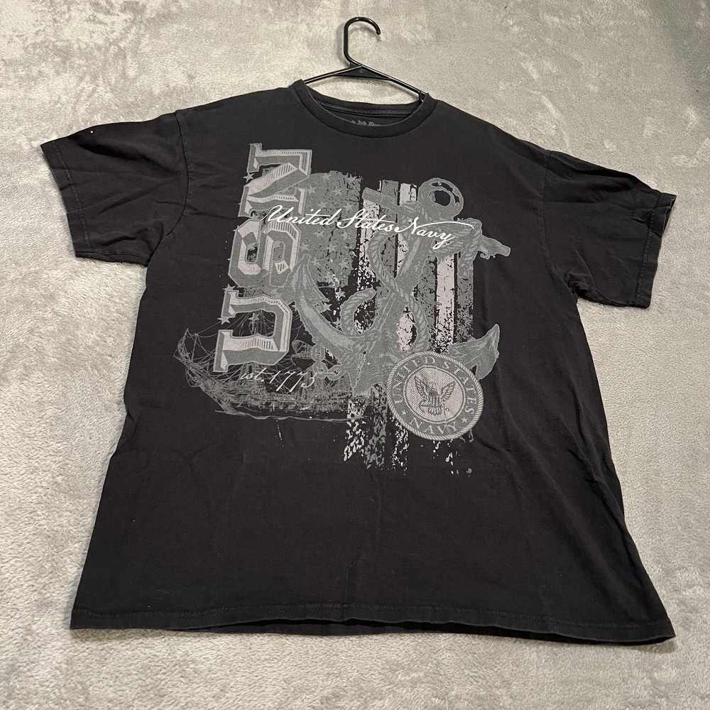 United States Navy Shirt Mens Extra Large Black USN Anchor Graphic Military