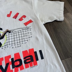 Vintage Panama Jack T-Shirt Volleyball Men’s Size S White Graphic Made USA 1980s
