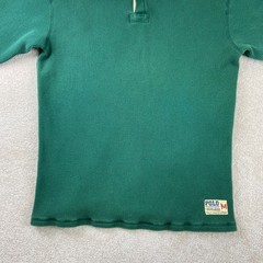 Vtg Polo Ralph Lauren Henley Mens Medium Green Waffle Knit Heavy Thermal