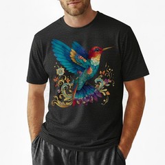 Colorful Hummingbird Nature Art T-Shirt Vintage Retro Gift Men Women Tee