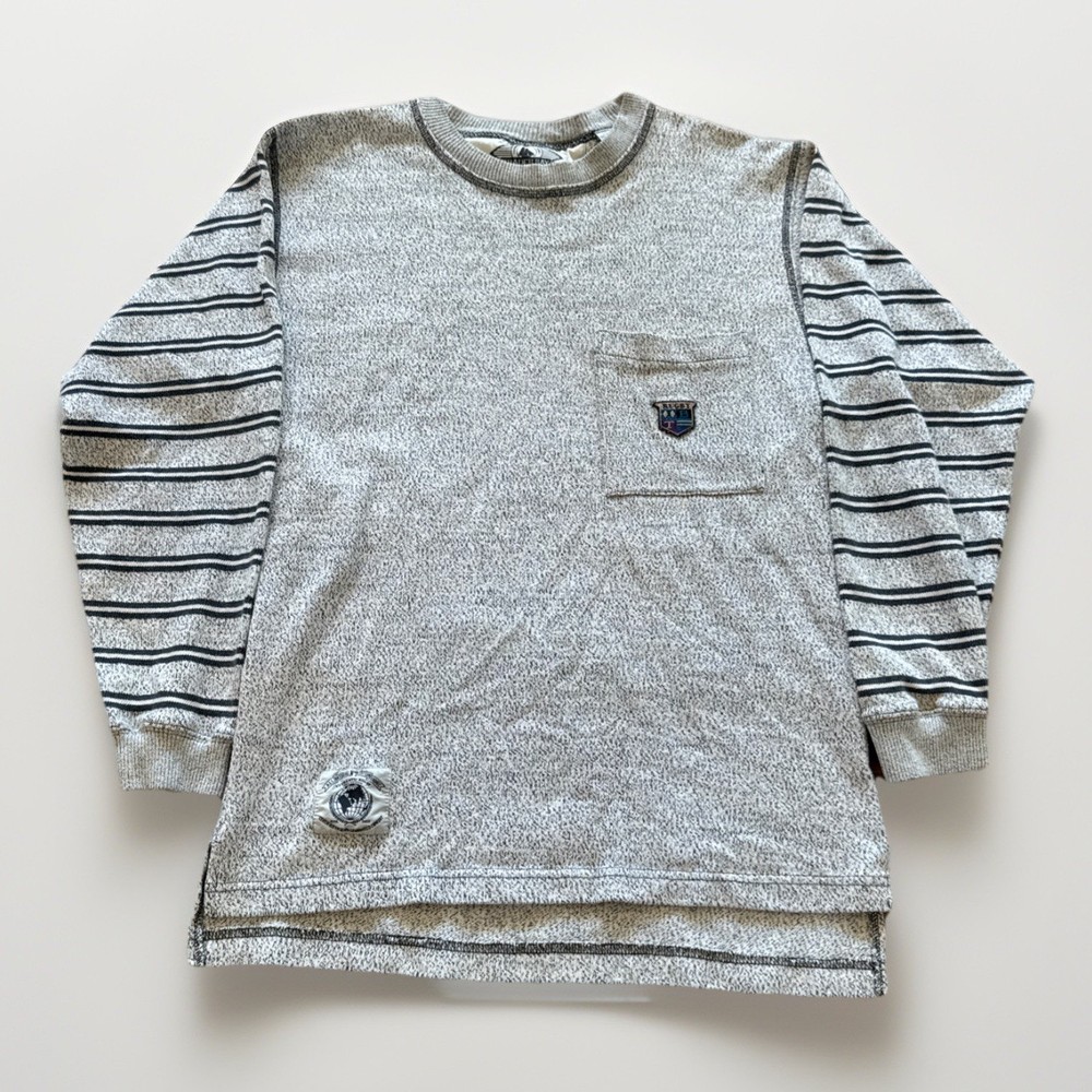 Vintage Trader Bay Shirt Mens S Striped Gray 90s 80s Streetwear Skater Rugby