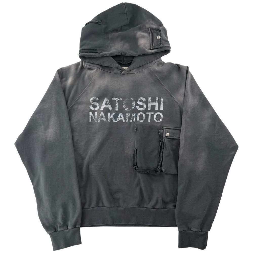 Size L Satoshi Nakamoto Multi Pocket Hoodie Black