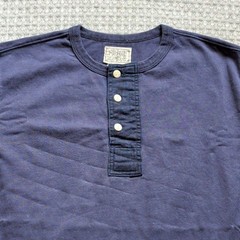 Bronson Shirt Men Large Blue Henley Short Sleeve Cotton Jersey Rib Cuff Tee Slim