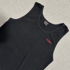 Y2K FUBU The Collection Tank Top Black Red Embroidered Logo Streetwear Mens L