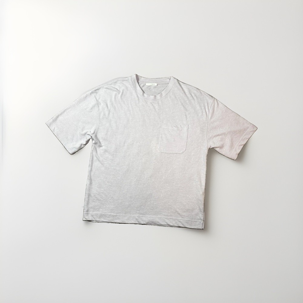 Zara Men’s Light Purple Solid Crew Neck Short Sleeve Pocket T-Shirt Size L
