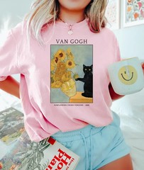 Impressionist Art Cat Graphic Tee Funny Fine Art Parody Aesthetic Shirt Unisex