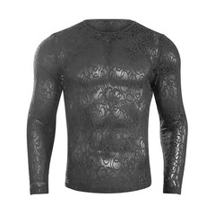 For Layering Men Mesh Tee Hollow Out Top For Daily Wear Mesh Fabric Hollow Out