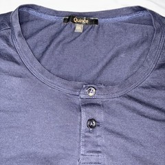 Quince Mens Tee Shirt Size XXL Blue Henley Stretch Comfort