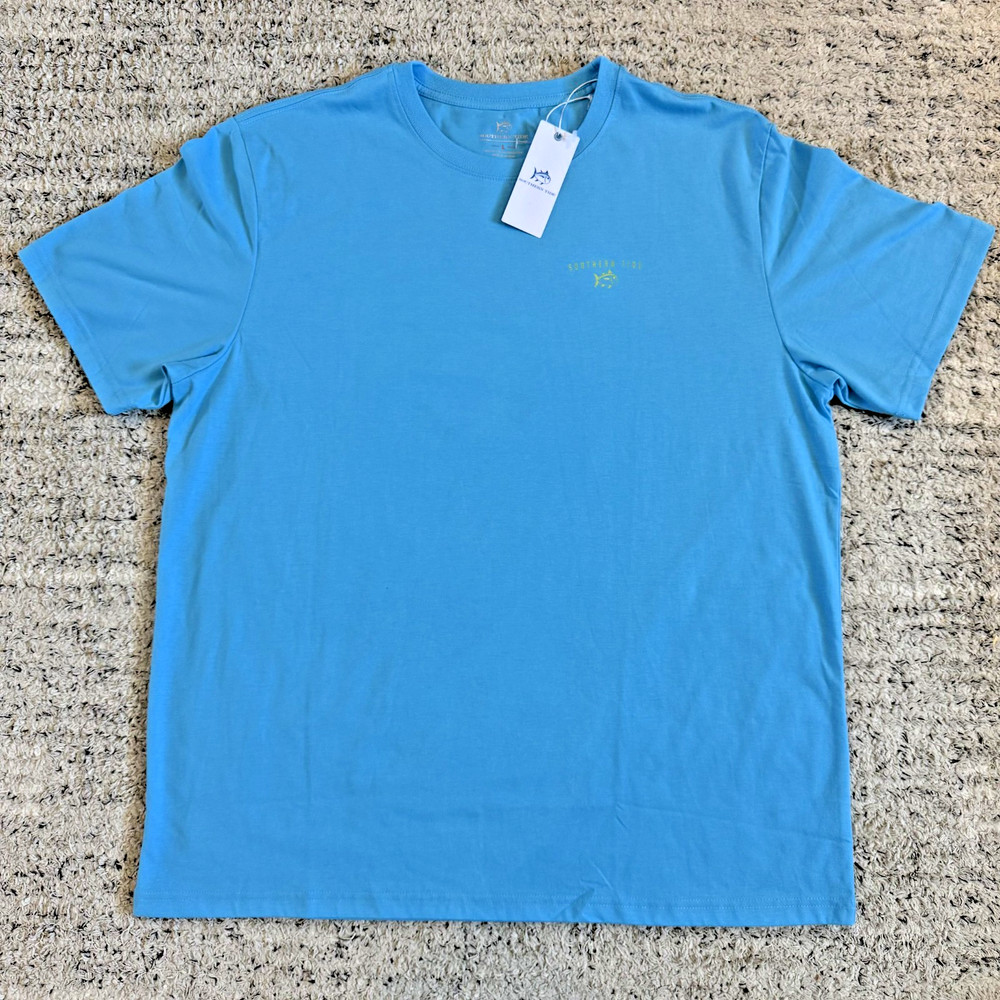 Southern Tide Mens Take The Helm SS Graphic T-Shirt Aquarius Blue Size Large NWT