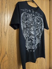 OP Ocean Pacific Y2K Graphic Tee Shirt Black Affliction Style Wings Eagle M