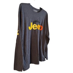 Jedco Jeep Men’s 100% Cotton Long Sleeve T Shirt Logo Gray Size XL Crewneck