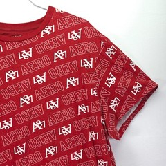 Aeropostale A87 Casual T-Shirt Men 3XL Spellout Logo All Over Print Short Sleeve