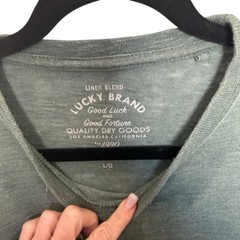 Lucky Brand Men’s Linen Blend Pocket Tee in Washed Green Size L