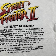 Street Fighter II Graphic T-Shirt White Retro Gaming 1991 Men’s M Double Sided