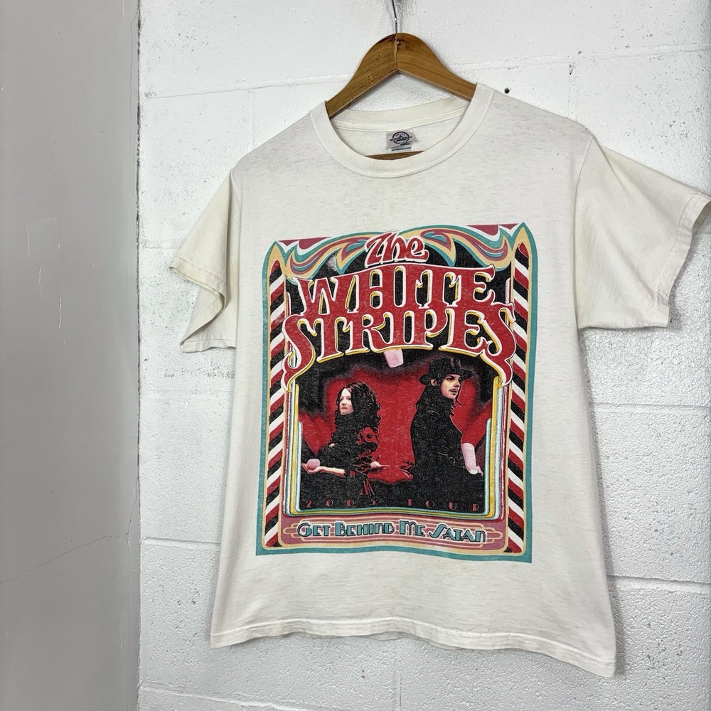 Vintage 05’ The White Stripes Get Behind Me Satan Tour T-Shirt Tee Size Medium