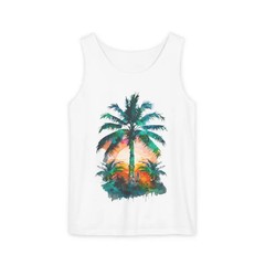 Tropical Palm Tree Sunset Tank Top Beach Vacation Apparel