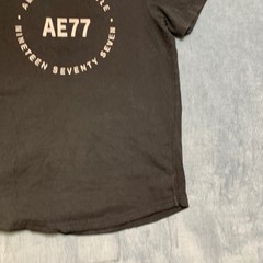 American Eagle Outfitters T Shirt Mens Medium Black “AE77” Graphics Round Neck