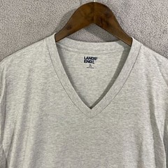 NWOT Lands’ End Men’s XL Heather Gray V-Neck T-Shirt 46-48 100% Cotton