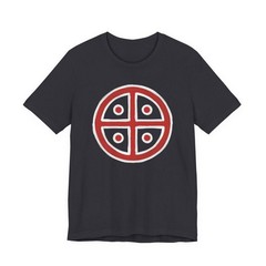 Red & White Solar Cross T-Shirt | Ancient Sun Symbol Graphic Tee Shirt
