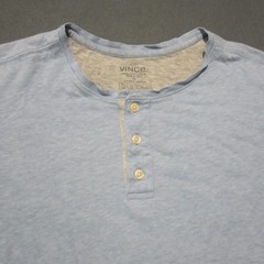 Vince Button Collar Shirt Mens M Light Blue Double Layered Pima Cotton SS