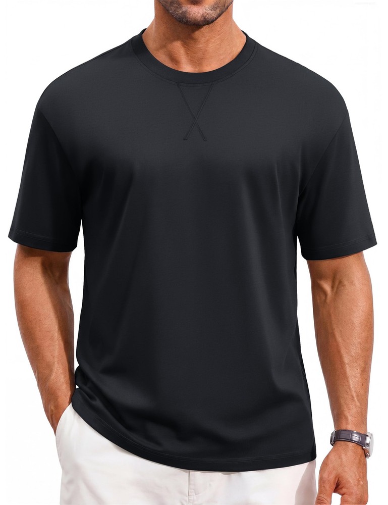 Cotrasen Men’s T Shirts Cotton Drop Shoulder Short Sleeve Shirts Casual Soft …