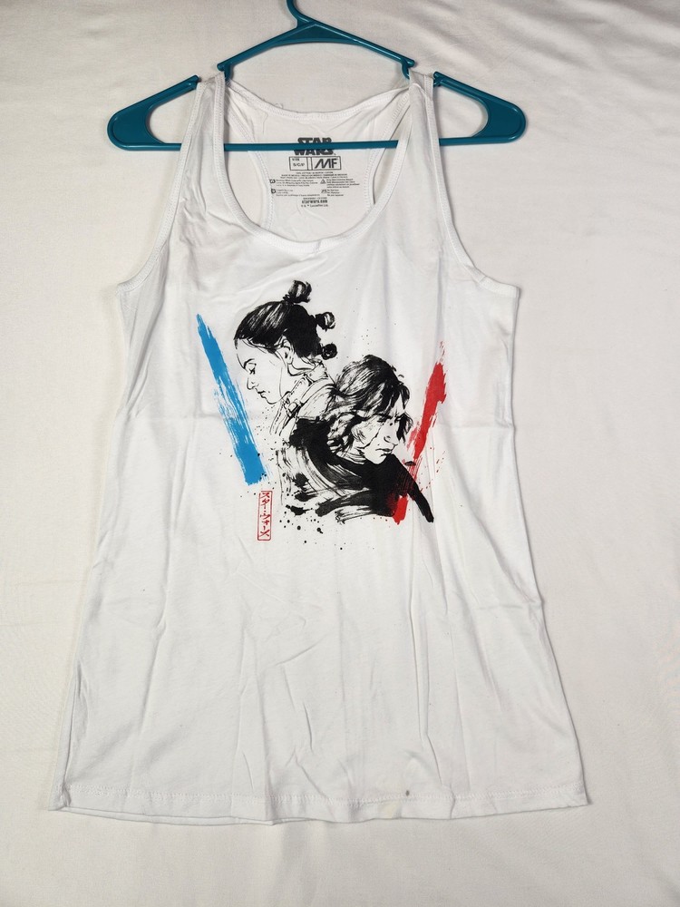 Star Wars S Women White Rey Kylo Ren Last Jedi Racerback Tank Top Graphic Tee