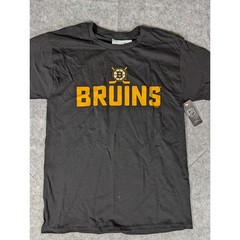 NHL Boston Bruins Mens Black Graphic T-Shirt Spoked B Logo New With Tags