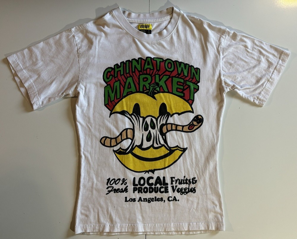 Chinatown Market Smiley Originals Local Produce LA, CA T Shirt Tee White Mens M