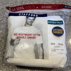 Stafford 4-Pack Men’s Heavyweight 100% Cotton Crew Neck White T-Shirts
