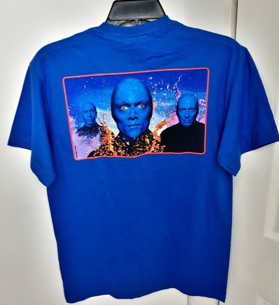 RARE Vintage Y2K Blue Man Group THE VENETIAN Size Small S T-Shirt Blue Art