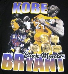 KOBE BRYANT – Black Mamba T-Shirt – 5 x Championship Rings – MVP – Size Small