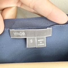 Vince Men’s Dark Blue Silk Short Sleeves T Shirt Lightweight Breathable Size S