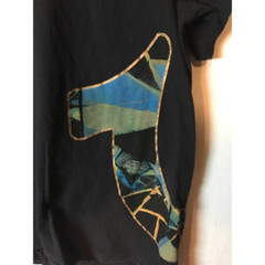 True Religion Stained Glass Graphic T-Shirt Men’s XL Black Scoop Neck Big Logo