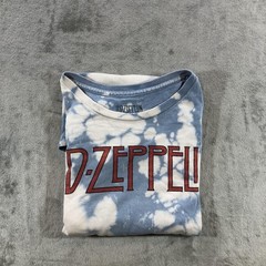 Led Zeppelin Shirt Mens 2XL Blue Tie Dye U.S. Tour 1975 Band Graphic Tee