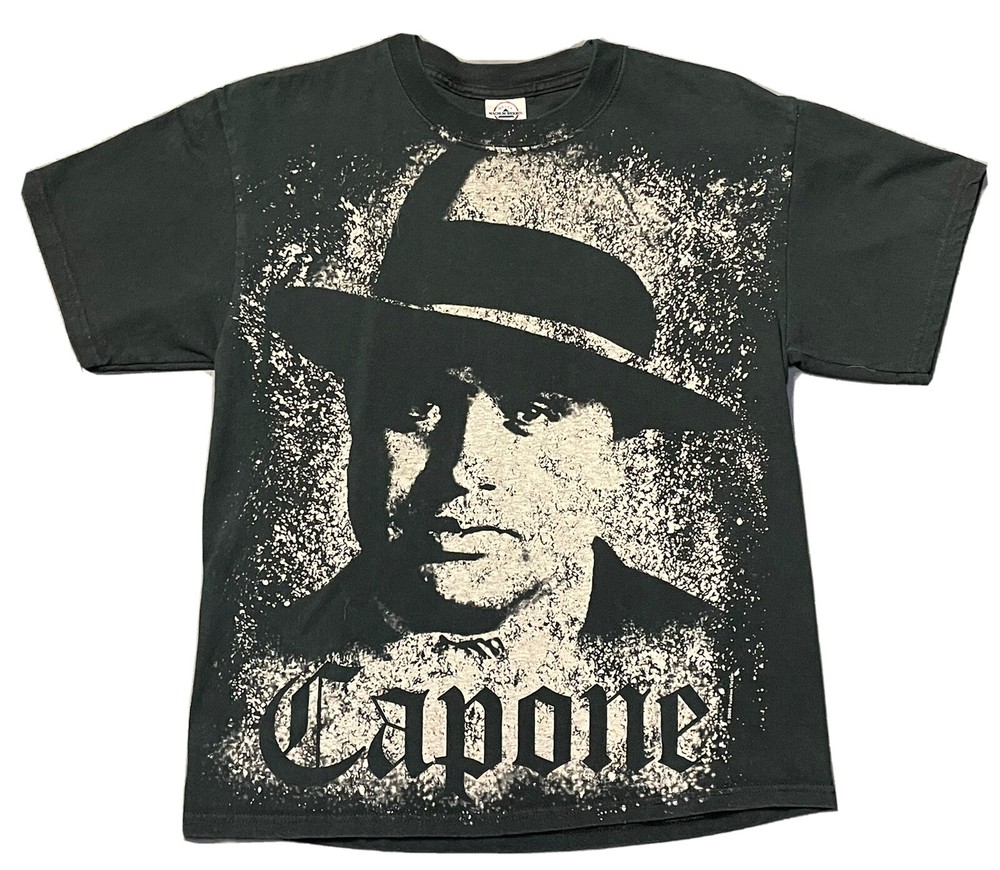 Vintage Al Capone T Shirt Fashion Victim Tee Chicago Gangster AOP 2005 Y2K