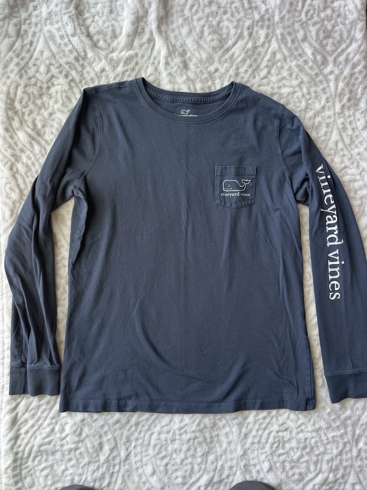Vineyard Vines Men’s Navy Long Sleeve Pocket Tee With Sleeve Logo Size S