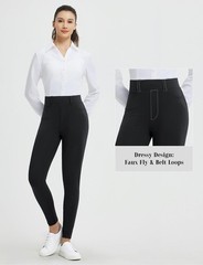 Womens Skinny Dress Pants Stretch Petite Yoga Work Pants Pull On Dressy Leggi…
