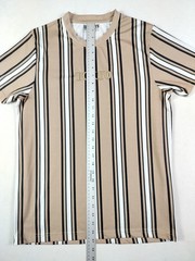 Brooklyn Laundry Shirt Mens Medium Tan Vertical Stripe Tokyo Graphic Crewneck