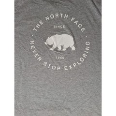 The North Face Mens Grey Short Sleeve Bear Never Stop Exploring Graphic T-Shirt