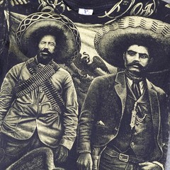 Vintage Emiliano Zapata Pancho Villa Shirt Mens Small Mexican All Over Print AOP