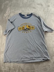 Vintage Cal Cru T-Shirt Mens XL Blue/White Stripped Short Sleeve Nautical