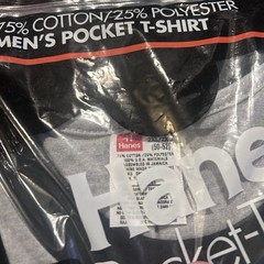 Vintage ‘90s Hanes Essential Gray Black Crewneck Pocket T-shirt XXL NOS NWT