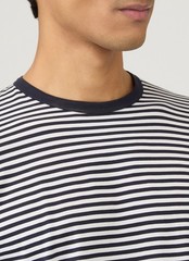 SUNSPEL Men’s Classic Short Sleeve Striped T-Shirt, Ivory/Navy, Size XL, XXL